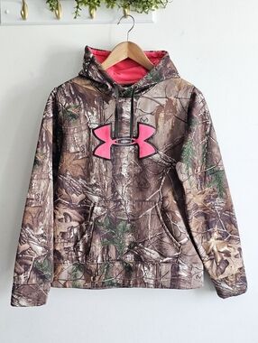 Under Armour Realtree Camo Hoodie Pink Logo ColdGear SM/P